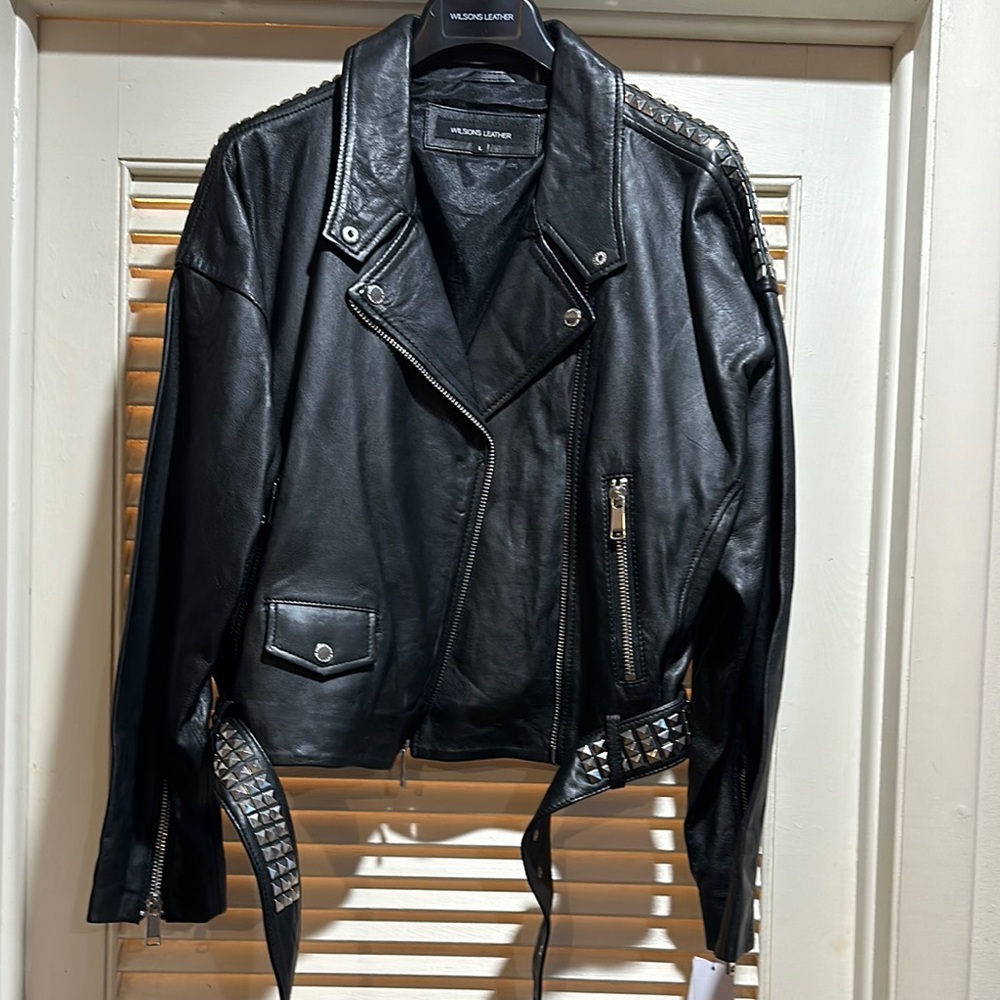 Wilson's Leather Black Studded Jacket